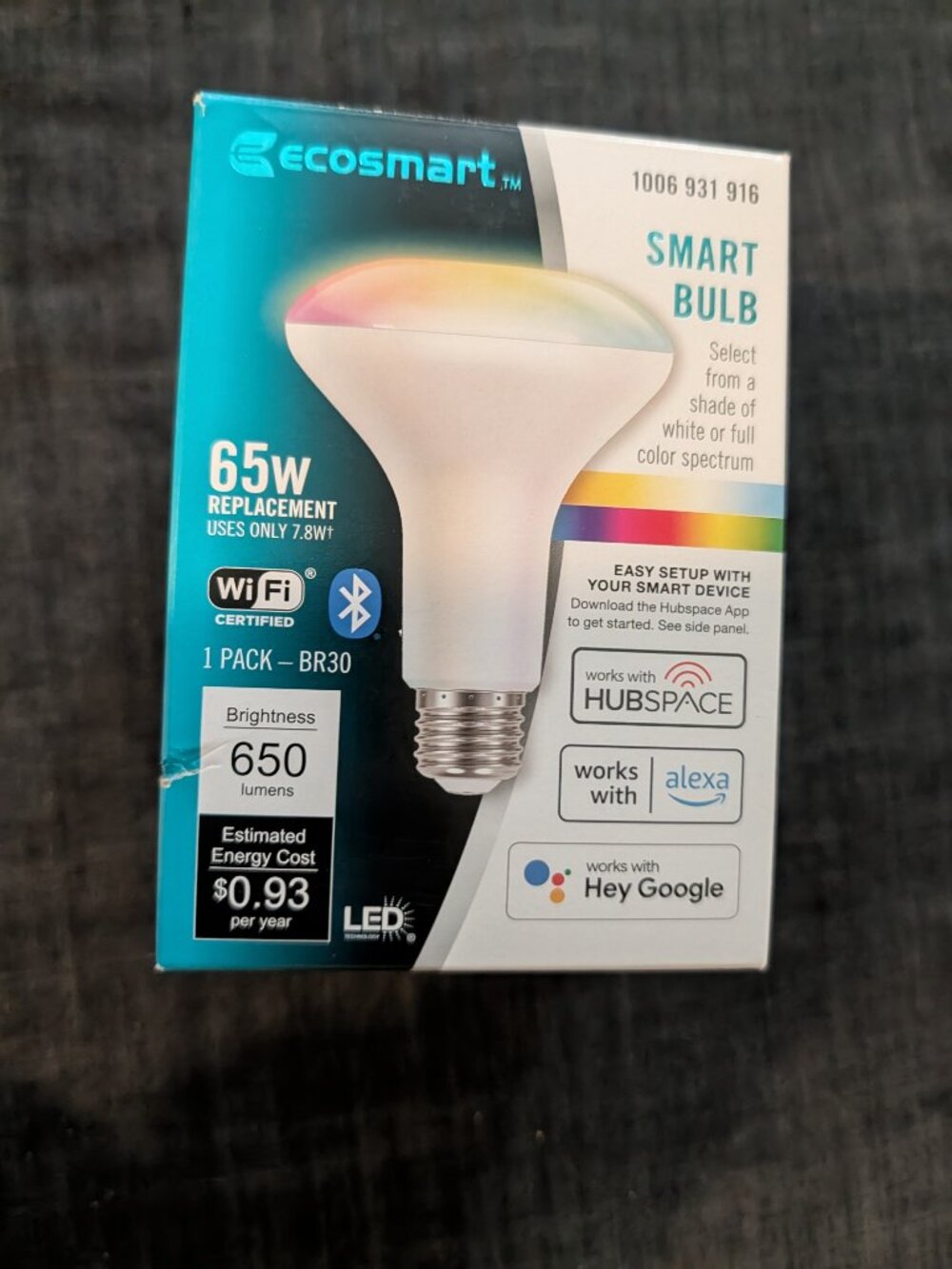 a01 Eco-Smart BR30 65W replacement Dimmable LED Light Smart Bulb. 2-Pack